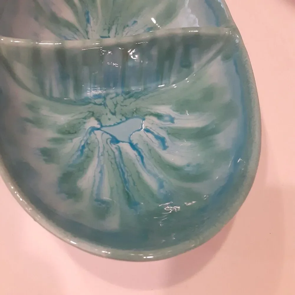Vintage Dryden Hot Springs Ovenware Divided Dish Sea Blues